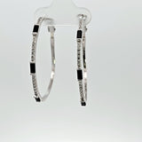 Sterling Silver Black And White Cubic Zirconia Hoop Earrings