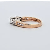 0.82 CTW 3 Stone Diamond Engagement Ring in 14k Yellow and White Gold, Size 6.25