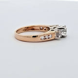 0.82 CTW 3 Stone Diamond Engagement Ring in 14k Yellow and White Gold, Size 6.25