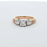 0.82 CTW 3 Stone Diamond Engagement Ring in 14k Yellow and White Gold, Size 6.25