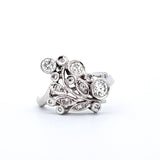14kt white gold ornate diamond ring