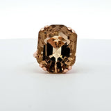 25.17CT. Designer Cut Citrine Ring in 14k Rose Gold, Size 7.75
