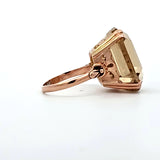 25.17CT. Designer Cut Citrine Ring in 14k Rose Gold, Size 7.75