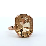 25.17CT. Designer Cut Citrine Ring in 14k Rose Gold, Size 7.75