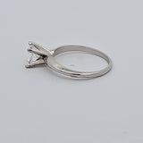 0.90CT. Modified Princess Cut Diamond Solitaire Engagement Ring in 14k White Gold, Size 7.25