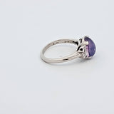 5.89CT Star Sapphire and Diamond Ring in 14k White Gold - Size 6