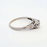 0.41CT. Round Cut Diamond Solitaire Filigree Engagement Ring in 18k White Gold, Size 9.75