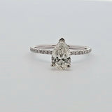 1.28 CTW Pear Cut Diamond Engagement Ring in 14k White Gold, Size 7