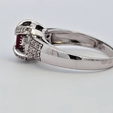 0.57CT. Ruby and Diamond Ring in 14k White Gold, Size 9.25
