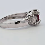 0.57CT. Ruby and Diamond Ring in 14k White Gold, Size 9.25