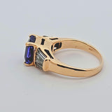 1.60CT. Tanzanite and Diamond Ring in 14k Yellow Gold, Size 6.5