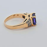 1.60CT. Tanzanite and Diamond Ring in 14k Yellow Gold, Size 6.5