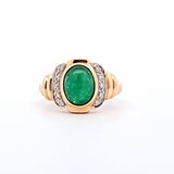 2.49CT. Jade and Diamond Ring in 18kt Yellow Gold, Size 8