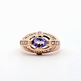 0.61CT. Tanzanite and Diamond Ring in 14kt Yellow Gold, Size 7.75