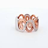 0.60 CTW Diamond Swirl Ring in 14k White And Rose Gold, Size 8.25