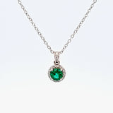 0.56CT. Emerald and Diamond Pendant Necklace in 14kt White Gold