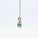 0.56CT. Emerald and Diamond Pendant Necklace in 14kt White Gold