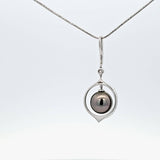 0.30 CTW Diamond and Pearl Pendant Necklace in 18kt White Gold