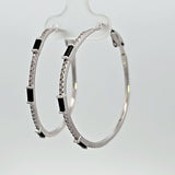 Sterling Silver Black And White Cubic Zirconia Hoop Earrings