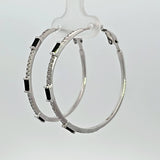 Sterling Silver Black And White Cubic Zirconia Hoop Earrings