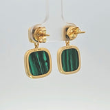 Sterling Silver Gold Vermeil Black Onyx and Malachite Drop Earrings