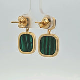 Sterling Silver Gold Vermeil Black Onyx and Malachite Drop Earrings