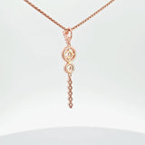 Sterling Silver Rose Gold Vermeil Cubic Zirconia Double Halo Drop Necklace