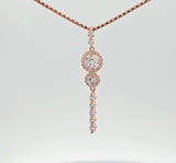 Sterling Silver Rose Gold Vermeil Cubic Zirconia Double Halo Drop Necklace