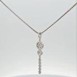 Sterling Silver Cubic Zirconia Double Halo Drop Necklace