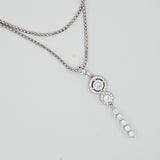Sterling Silver Cubic Zirconia Double Halo Drop Necklace
