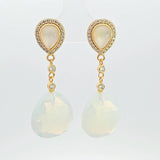 Sterling Silver Gold Vermeil Cubic Zirconia Moonstone Drop Earrings