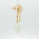 Sterling Silver Gold Vermeil Cubic Zirconia Moonstone Drop Earrings