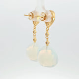 Sterling Silver Gold Vermeil Cubic Zirconia Moonstone Drop Earrings