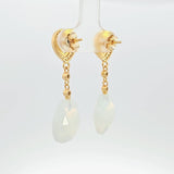 Sterling Silver Gold Vermeil Cubic Zirconia Moonstone Drop Earrings