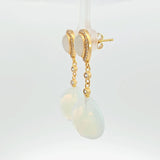 Sterling Silver Gold Vermeil Cubic Zirconia Moonstone Drop Earrings
