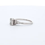 0.60 CTW Emerald Brilliant Cut Diamond Engagement Ring in 14k White Gold, Size 8