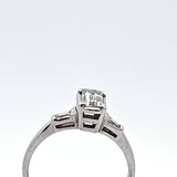 0.60 CTW Emerald Brilliant Cut Diamond Engagement Ring in 14k White Gold, Size 8