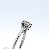 0.60 CTW Emerald Brilliant Cut Diamond Engagement Ring in 14k White Gold, Size 8
