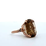 25.17CT. Designer Cut Citrine Ring in 14k Rose Gold, Size 7.75