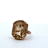 25.17CT. Designer Cut Citrine Ring in 14k Rose Gold, Size 7.75