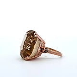 25.17CT. Designer Cut Citrine Ring in 14k Rose Gold, Size 7.75