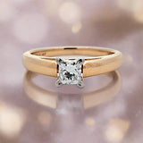 0.50CT. Princess Cut Diamond Engagement Ring in 14k Yellow Gold and Platinum, Size 7