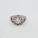 0.93 CTW Diamond Ring in Platinum, Size 7.25