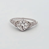 0.91CT. Diamond Filigree Engagement Ring in Platinum, Size 6