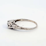 0.41CT. Round Cut Diamond Solitaire Filigree Engagement Ring in 18k White Gold, Size 9.75