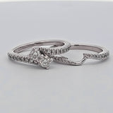 0.70 CTW Diamond Engagement Ring Bridal Set in 14k White Gold, Size 5.75