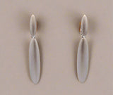 Sterling Silver Contemporary Matte Finished Elongated Drop Earrings