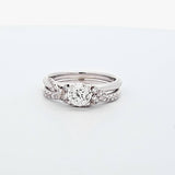 1.03 CTW Diamond Solitaire Engagement Ring Bridal Set in 14k White Gold, Size 6.5