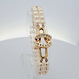 Fresh Water Pearl and Diamond Bracelet in 18k Yellow Gold