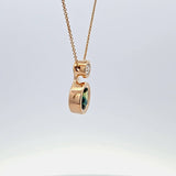 Green Sapphire and Diamond Pendant Necklace in 14k Yellow Gold